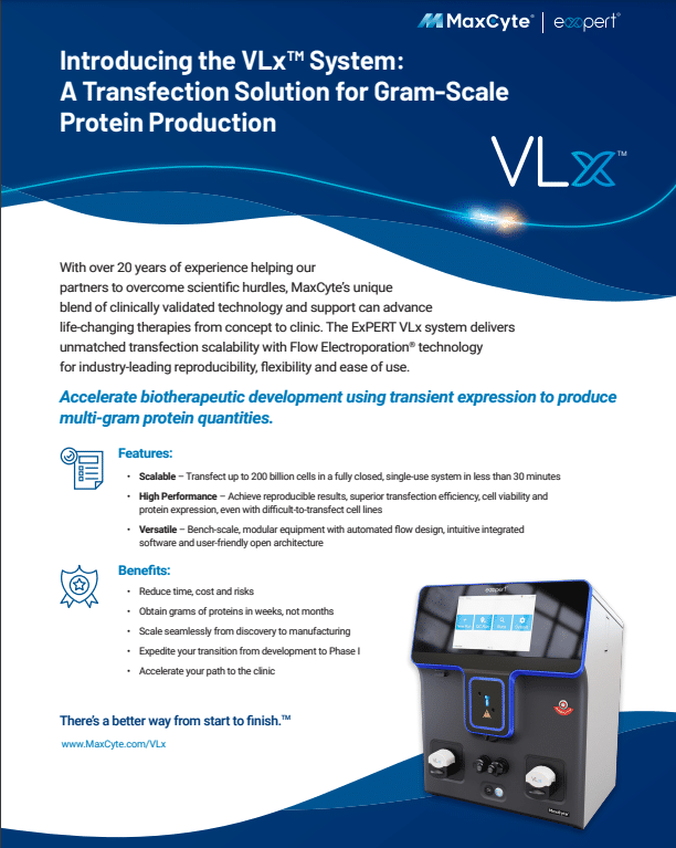 VLx System A Transfection Solution for Gram-Scale Protein Production