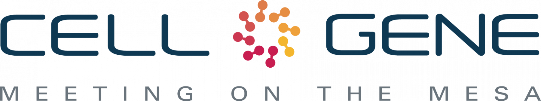 Cell & Gene logo with a radial illustration between the two words. Beneath this is "meeting on the mesa."