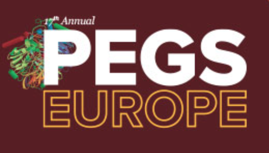 17th Annual PEGS Europe white and yellow text graphic against a dark red background with a confetti illustration on the top lefthand side.