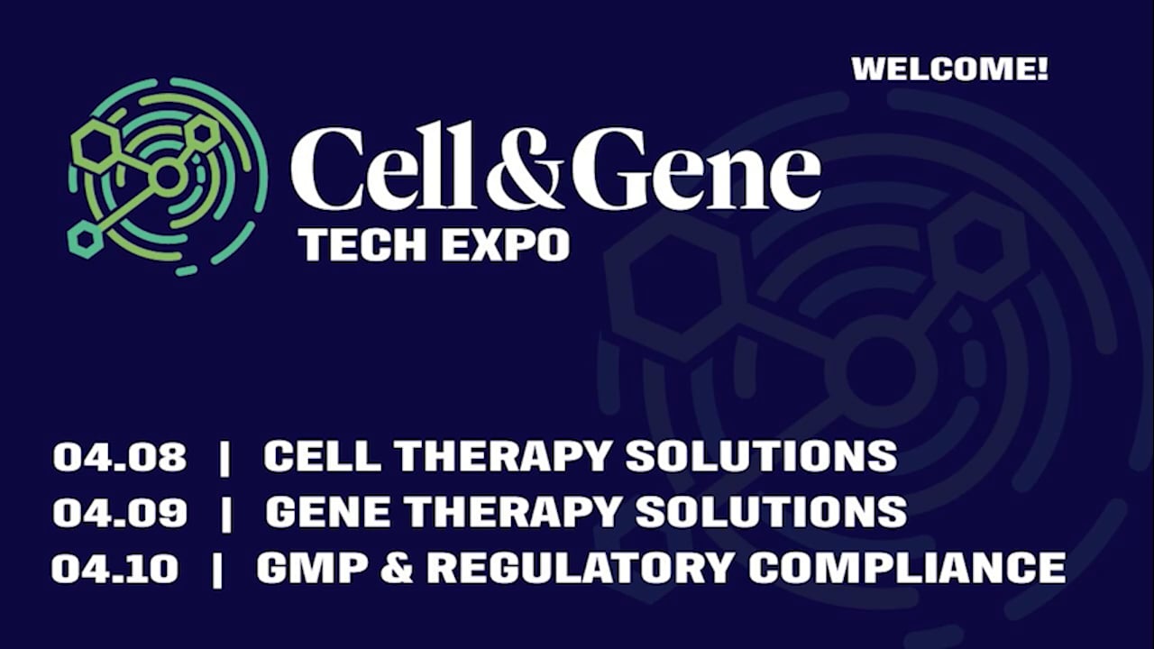 Title slide for Cell & Gene Tech Expo presentation on GMP and regulatory compliance
